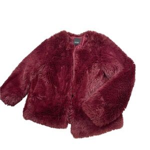 Simply Vera Vera Wang Women’s Plush Faux Fur Coat - Burgundy